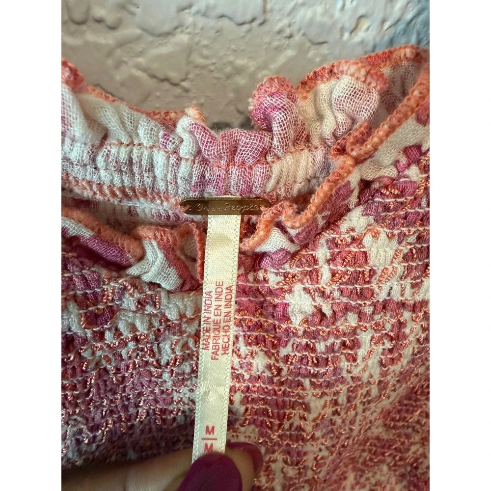Free People Sweet Nothings Midi Dress Size M Boho Cottagecore Pink OB1893249